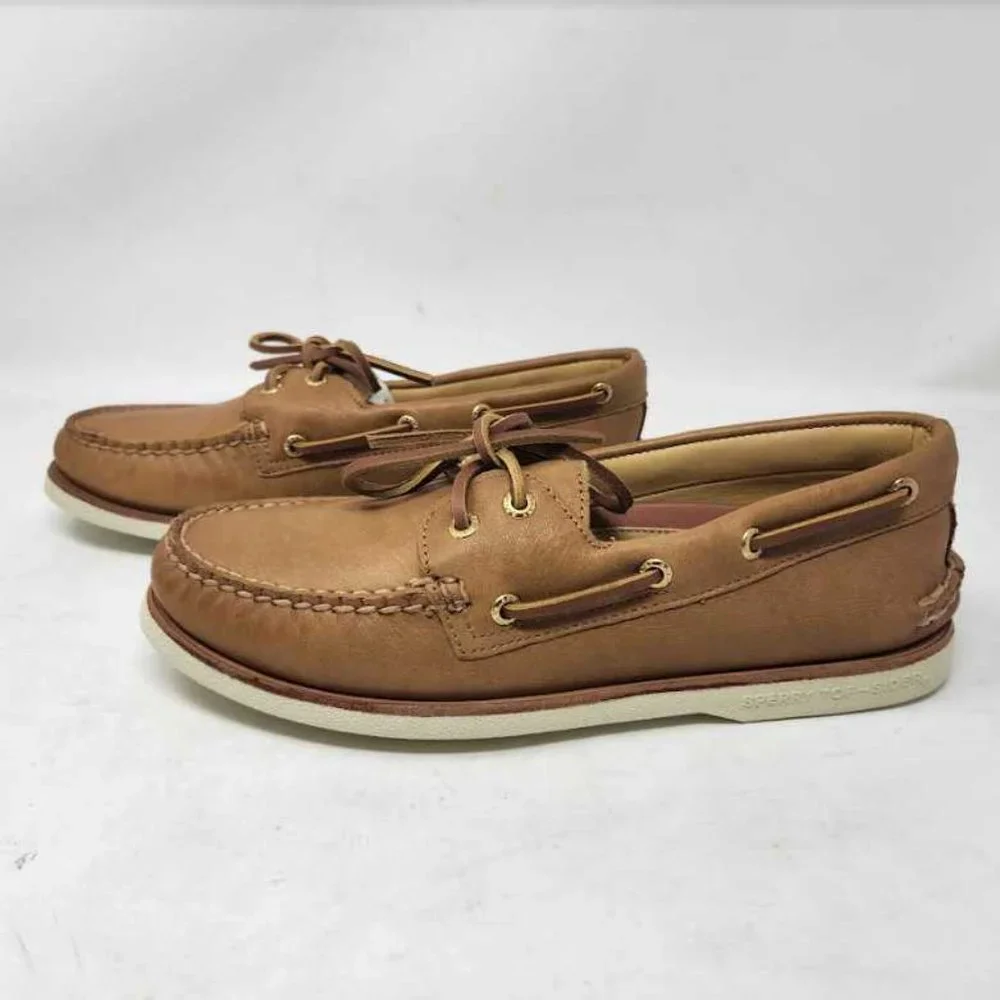 Men's 8 Sperry Gold Cup Authentic Original 2-eye boat shoes soft tan leather